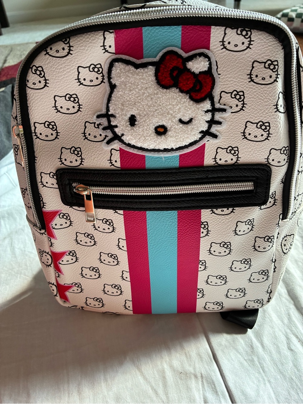 Hello Kitty White Pink Blue Mini Backpack